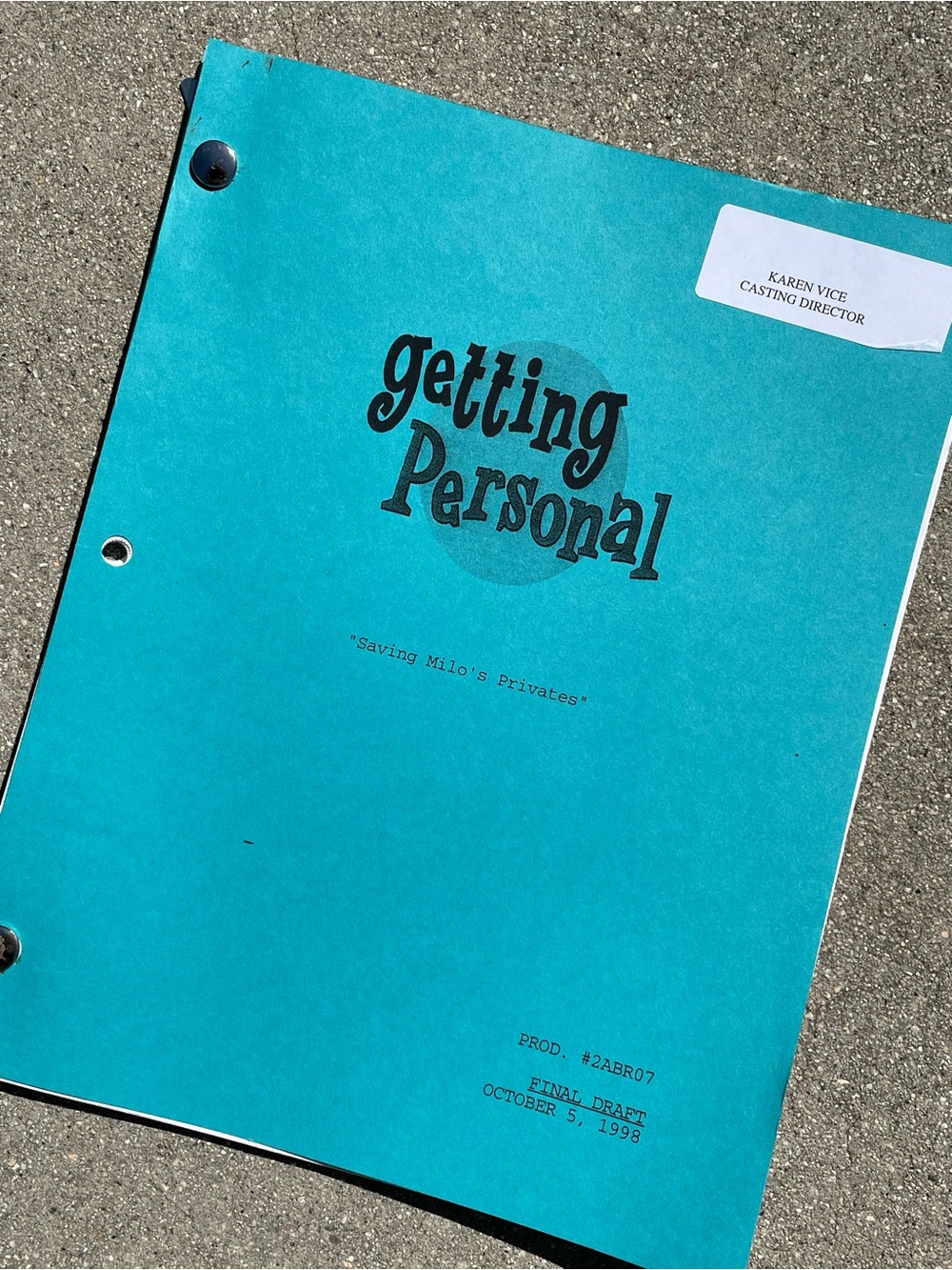 Vtg Getting Personal 90s TV Series Vivica Fox Jon Cryer Production Used Script